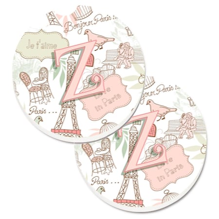 Carolines Treasures Letter Z Love in Paris Pink Cup Holder Car Coaster, PK2 CJ2002-ZCARC